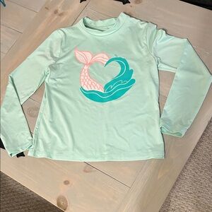 Cat & Jack Mint Green Long Sleeve Rashguard with Pink and Teal Mermaid Graphic